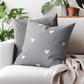 Goldea bavlnená obliečka na vankúš - srdiečka na sivom 40 x 40 cm