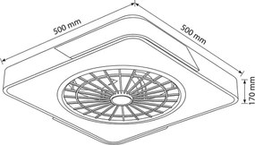 Brilagi - stmievateľné LED svietidlo s ventilátorom LED/38W/230V 50 cm biela/dub + diaľkové ovládanie