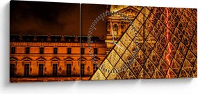 Obraz Louvre v Paríži (s hodinami) (90x30 cm)