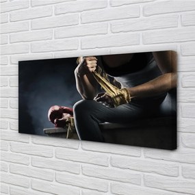 Obraz canvas Žena bandáž rukavice 125x50 cm