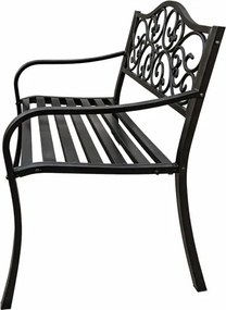 Lean Záhradná kovová lavička – 127cm, čierna