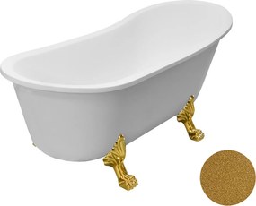 Besco Akrylátová voľne stojaca vaňa Olaya Glam Z 160x68 bez prepadu BESCO-Typ výpuste: Click-Clack bez prepadu, chróm, BESCO-Nôžky: Biela
