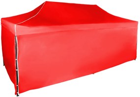 Rýchlorozkladací nožnicový stan 3x6m – oceľový, Červená, 4 bočné plachty