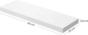 Plávajúca nástenná polica 60 cm, biela