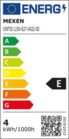 Mexen Vintis, LED filamentová žiarovka E27, A60, 4 W, teplá biela 2200K, číra, L150-E27-0422-00