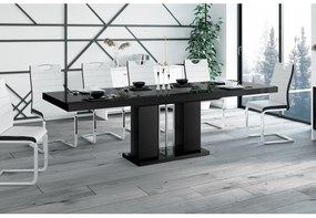 Luxusný rozkladací  jedálenský stôl  LORENA  čierna vysoký lesk