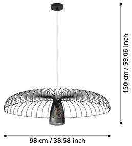 Eglo 390217 - Luster na lanku CHAMPERICO 1xE27/60W/230V 98,5 cm čierna