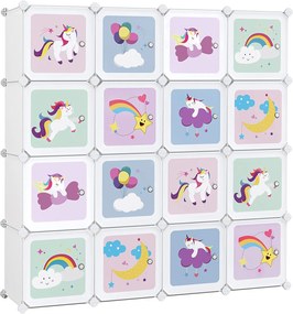 Detský regál so 16 priehradkami - Jednorožec
