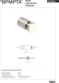 Bemeta Design NEO: Háčik - 104506095