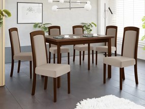 Rozkladací jedálenský stôl so 6 stoličkami - AL26, Morenie: Orech - L, Poťahové látky: Paros 2 Mirjan24 5903211292828