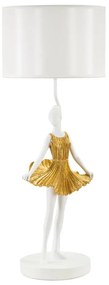 Stolová lampa s textilným tienidlom v bielo-zlatej farbe (výška 90,5 cm) Dancer – Mauro Ferretti