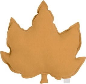 Ľanový vankúš javorový list karamelová 43x43 cm