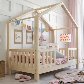 Domčeková posteľ Housebed duo - 90 x 190 cm / prírodná borovica