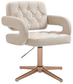 LuxuryForm DESIGN Stolička ADRIA VELUR na zlatom kríži - krémová