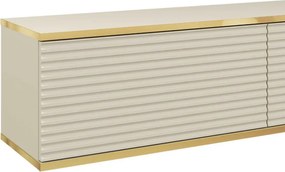 Závesná TV skrinka Orfeo, 175 cm, béžová štruktúra/zlatá