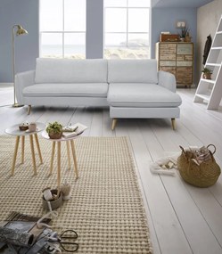 Rohová sedačka Salma svetlo šedá látka, univerzálna pravá/ľavá