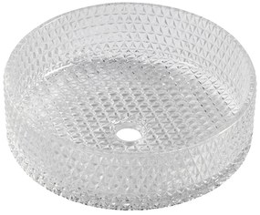 Sapho, MARAGUA gravírované sklenené umývadlo na dosku Ø 39,5 cm, číre sklo, TY214CL