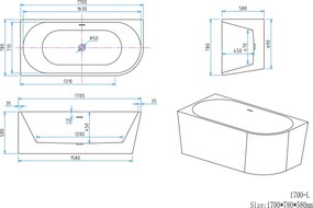 Erga Zara, rohová voľne stojaca vaňa 160x75 cm + odtoková zátka, ľavá, biela lesklá, ERG-ZARA-160075L-WH-WH