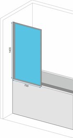 Rea Lagos, 1-krídlová vaňová zástena s otočným krídlom 70x140 cm, chrómová, REA-W7639