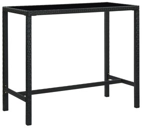 Záhradný barový stôl čierny 130x60x110 cm polyratan a sklo