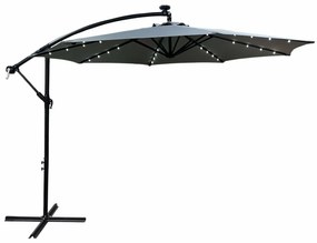Záhradný slnečník MILIN s LED osvetlením 300 cm svetlosivý