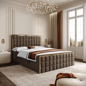 VYSOKÁ ČALÚNENÁ POSTEĽ NOEMI GOLD 160X200 ROYAL VELVET 196