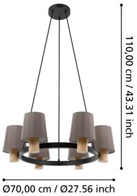Eglo 43781 - Luster na lanku EDALE 6xE27/40W/230V
