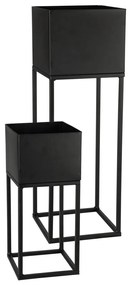 KOVOVÝ KVETINÁČ SO STOJANOM PLAIN SADA 2KS 58X19 CM+37X16 CM ČIERNA