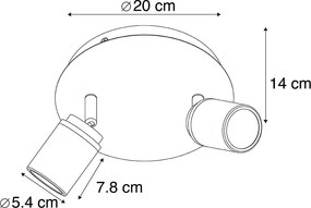 Moderné kúpeľňové bodové svietidlo oceľové 2-žiarovkové IP44 - Ducha