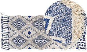 Bavlnený koberec 80 x 200 cm béžová/modrá MANAVGAT Beliani