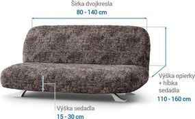 Bielastické poťahy MARMO hnedé dvojkreslo s drevenými rúčkami (š. 80 -140 cm)