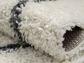 My Flair, Kusový koberec My Shaggy Raute creme, 60x90, čiernobiela, chodba / predsieň