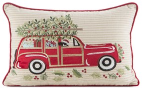 VIANOČNÁ DEKORAČNÁ OBLIEČKA NA VANKÚŠ CAR 35X50 CM VZOROVANÁ