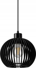 BERGE LED stropné svietidlo E27 drevená guľa čierna