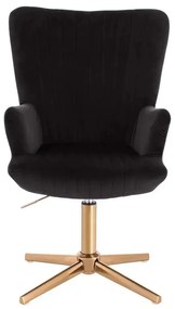 LuxuryForm DESIGN Kreslo AMADEO VELUR na zlatom kríži - čierne