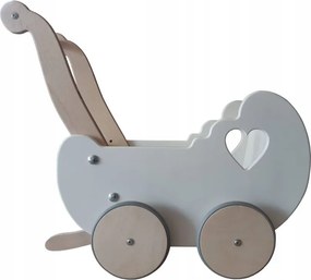 Drevený kočík pre bábiky biela + drevo