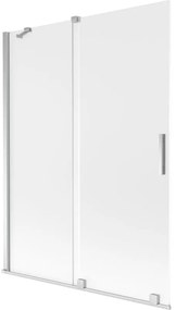 Mexen Velar, 2-krídlová posuvná vaňová zástena 130 x 150 cm, 8mm sklo námraza, chrómová, 896-130-000-31-01