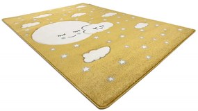 Dywany Łuszczów, Detský kusový koberec Petit Moon with clouds gold, 140x190, žltá, detská izba