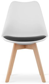 Set troch jedálenských stoličiek MARK bielo čierne (hnedé nohy) 3ks