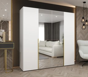 Šatníková skriňa 200 cm Alice 2 (biela + zlatá). Akcia -20%. Vlastná spoľahlivá doprava až k Vám domov. 1126172