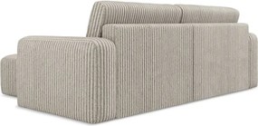 Béžová menčestrová rozkladacia/s úložným priestorom rohová pohovka (pravý roh/s leňoškou) Kona – Makamii