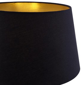 Stojaca lampa čierna s čiernym tienidlom a nastaviteľným svetlom na čítanie - Ladas