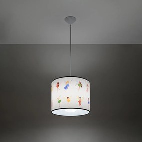 Detské závesné svietidlo Fairy, 1x plastové tienidlo so vzorom, (fi 30cm)