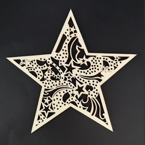 AMADEA Drevená ozdoba hviezda s ornamentom 19 cm