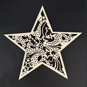 AMADEA Drevená ozdoba hviezda s ornamentom 19 cm