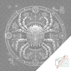 Gario Bodkovanie Rak/Cancer Rozmery: 50 x 50 cm, Rámovanie: S vnútorným rámom, Farba bodiek: Modrá