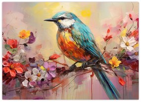 Sklenený obraz - Maľba vtáčika (70x50 cm)