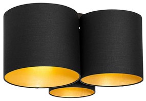 Stropné svietidlo čierne so zlatým vnútrom 3-svetlo - Multidrum