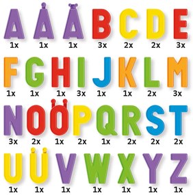Magnetická tabuľa s písmenami - 48 ks magnetov