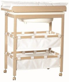 Prebaľovací pult v dekore brezy v bielo-prírodnej farbe Baby Pool – Roba